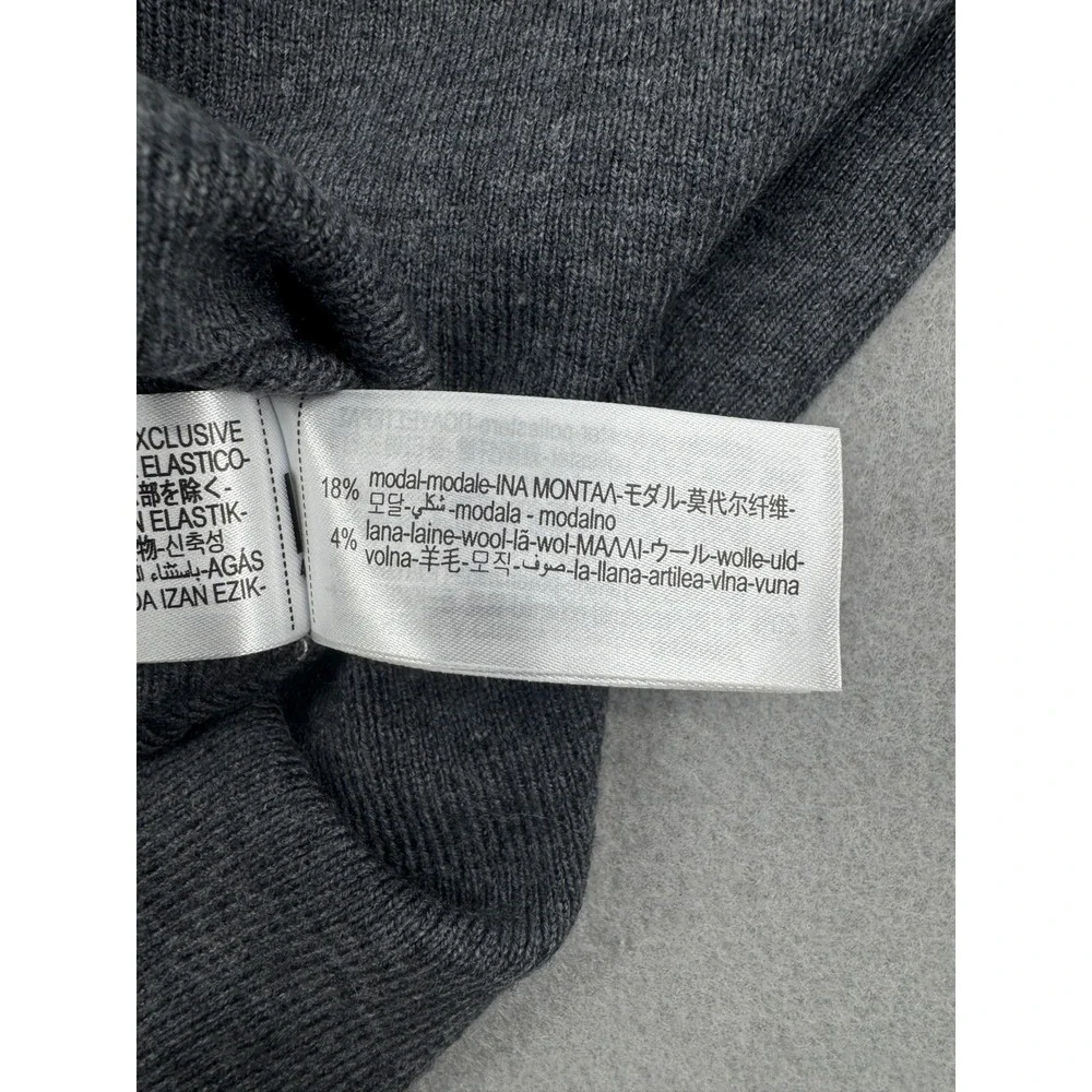 Zara Mens L Dark Gray Short Sleeve Wool Blend Knit Sweater Crew Neck Minimalist